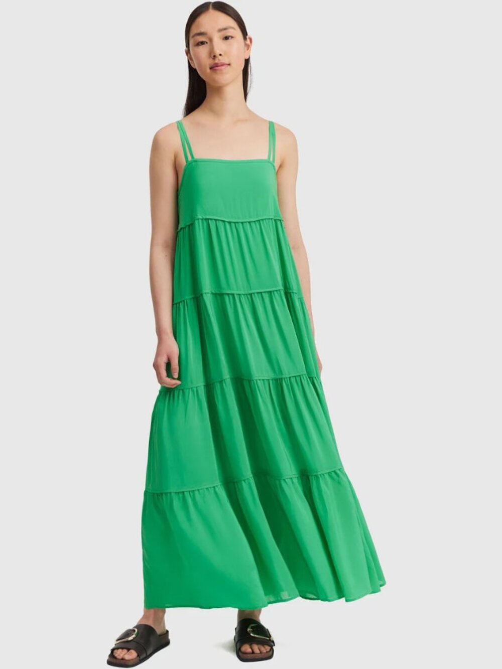 Country Road Green Tiered Maxi Dress with Crisscross Straps